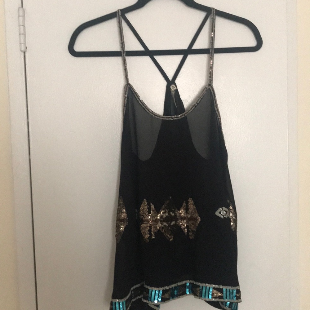BB Dakota sheer blouse with colored sequins